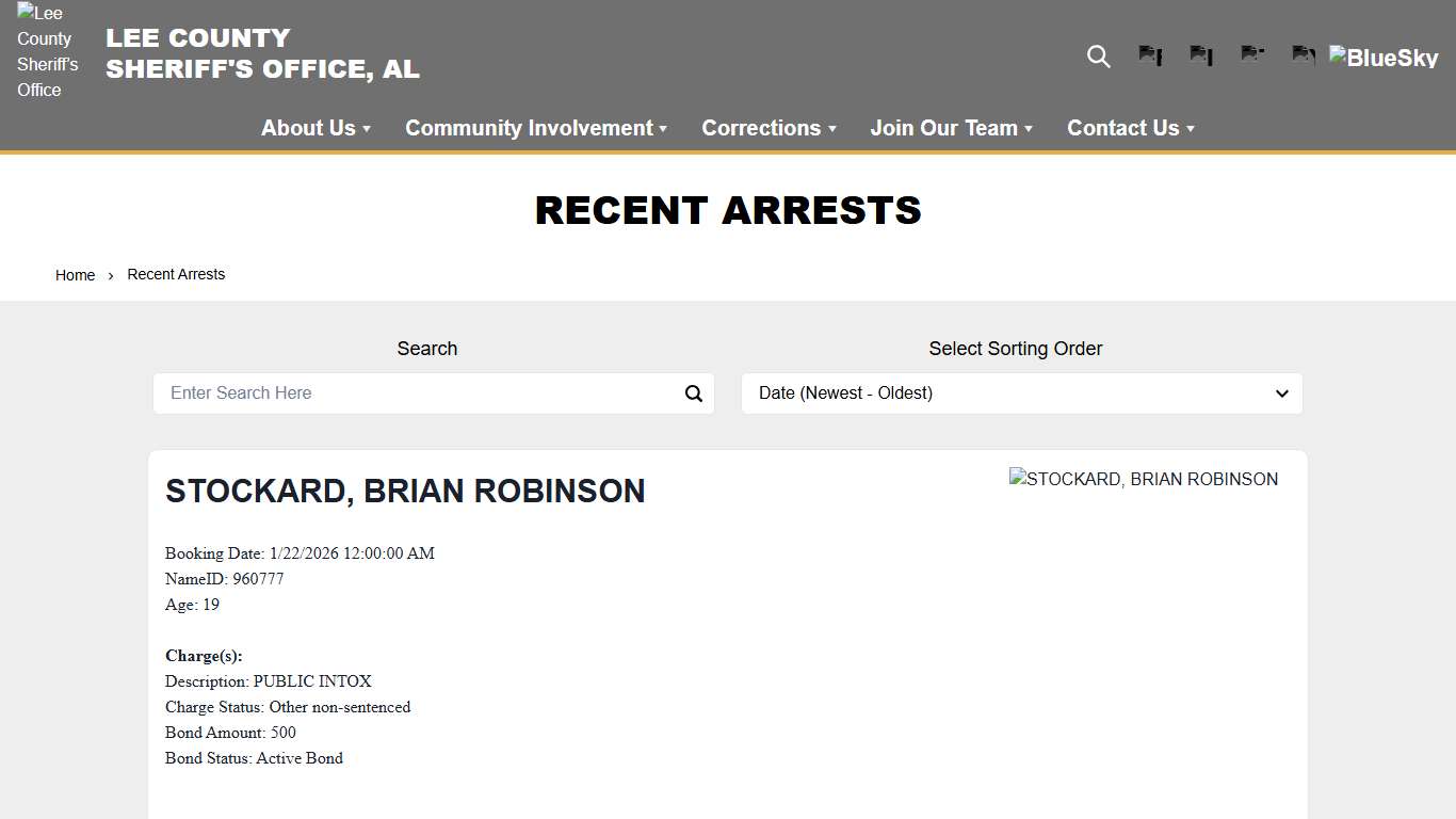 Recent Arrests Lee County Sheriff’s Office Alabama